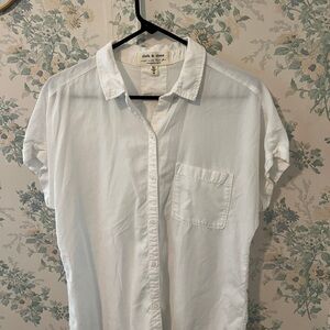 Anthropologie Cloth & Stone Crisp White Short Sleeve Shirt